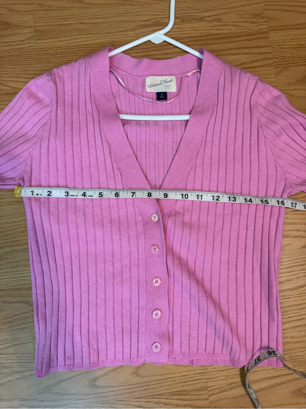 Universal Thread Pink Ribbed Button-Front Cardigan Sweater - M - Picture 3 of 5